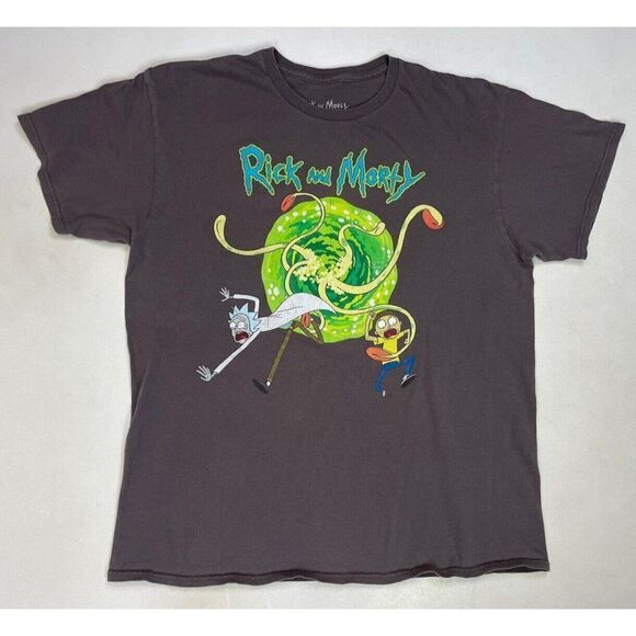 Rick and Morty Graphic T-shirt Men Large Gray Short Sleeve - Picture 1 of 5